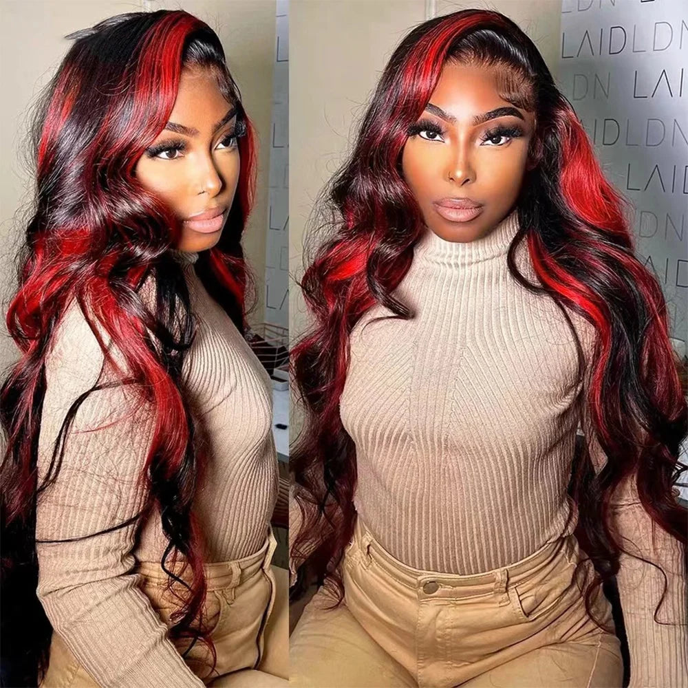 Highlight Human Hair Burgundy Body Wave 13x4 HD Lace Frontal Wig