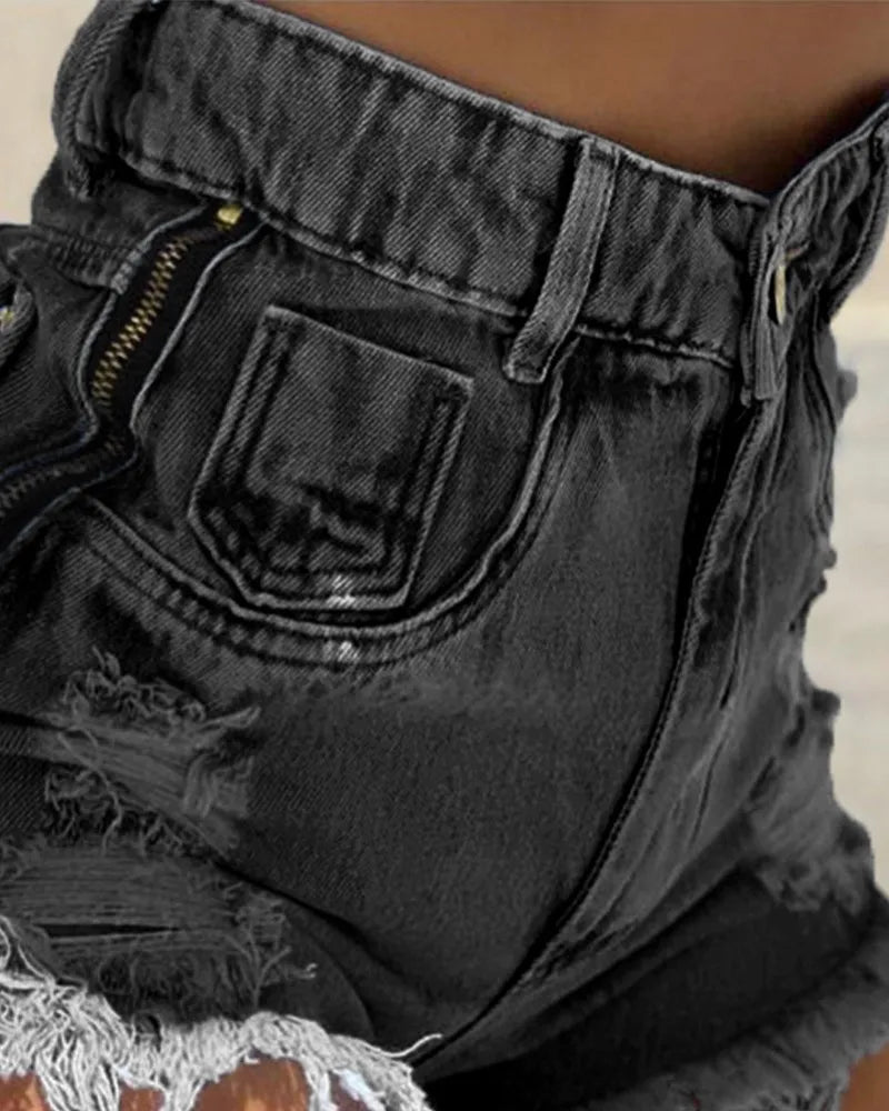 High Waist Cargo Shorts Jeans