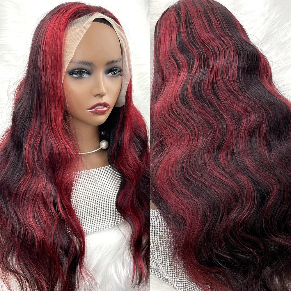 Highlight Human Hair Burgundy Body Wave 13x4 HD Lace Frontal Wig