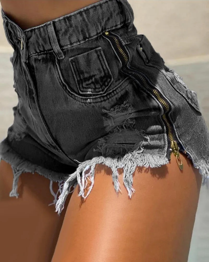 High Waist Cargo Shorts Jeans