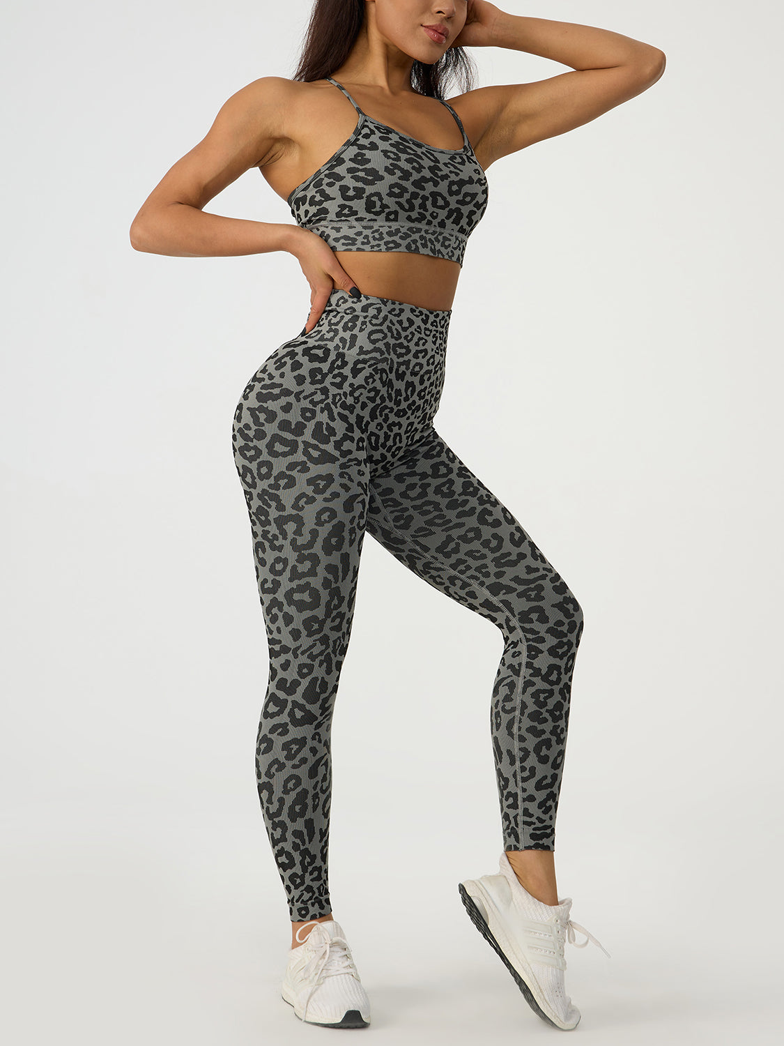 Leopard Crisscross Top and Leggings Active Set